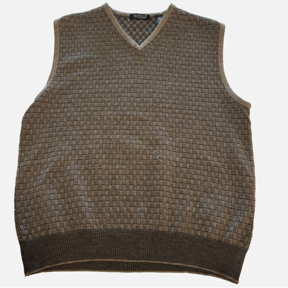 Men’s Sweater Vest 100% Fine New Merino Wool Taupe/Gray Made in Bulgaria M